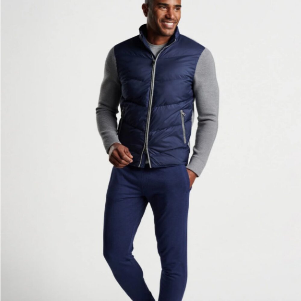 Mens Peter Millar Alpine Quilted Full Zip Navy Gale Gray Jacket Size XXL New